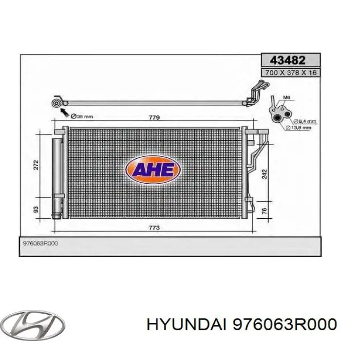 Радиатор кондиционера 976063R000 Hyundai/Kia
