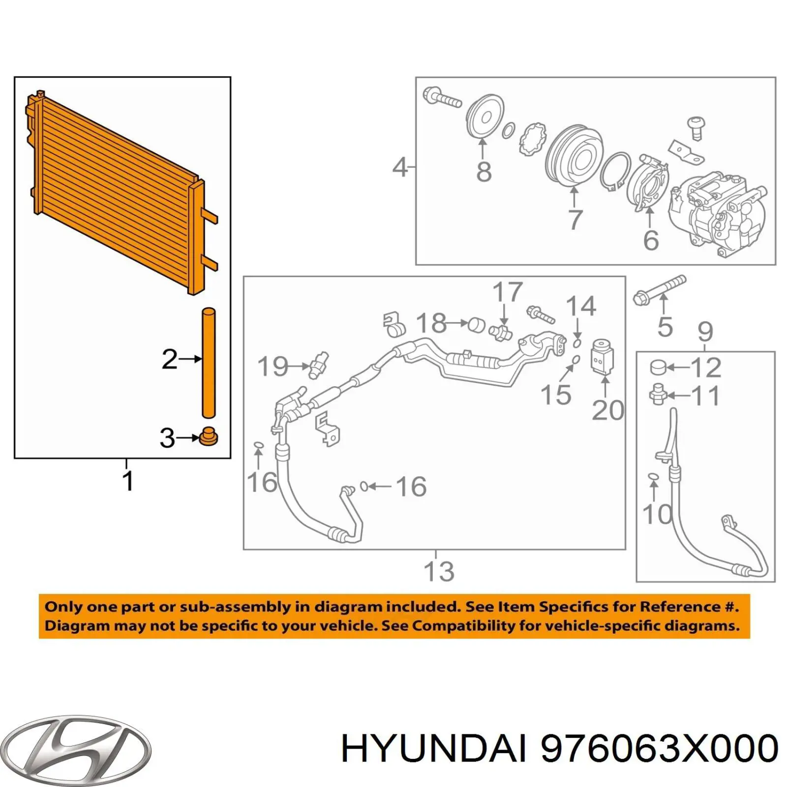 Купить 976063X000 Hyundai/Kia Радиатор системы охлаждения кондиционера