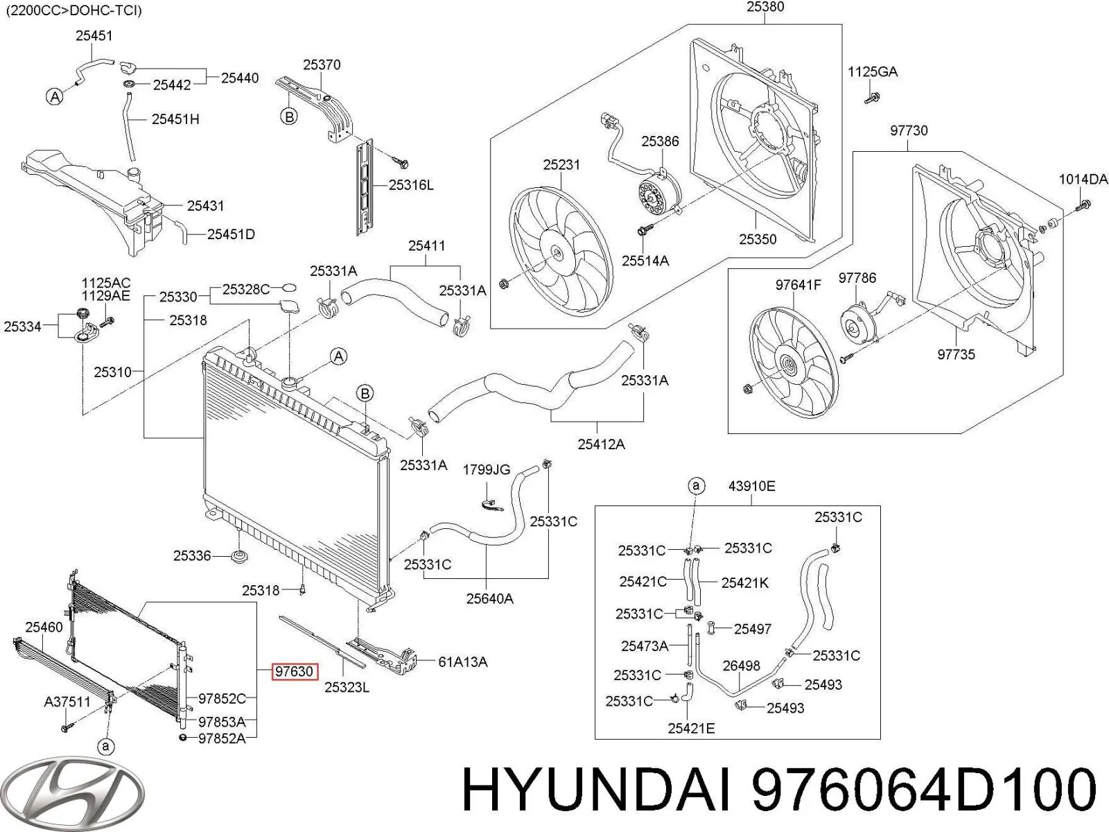 Радиатор охлаждения кондиционера Hyundai/Kia 976064D100