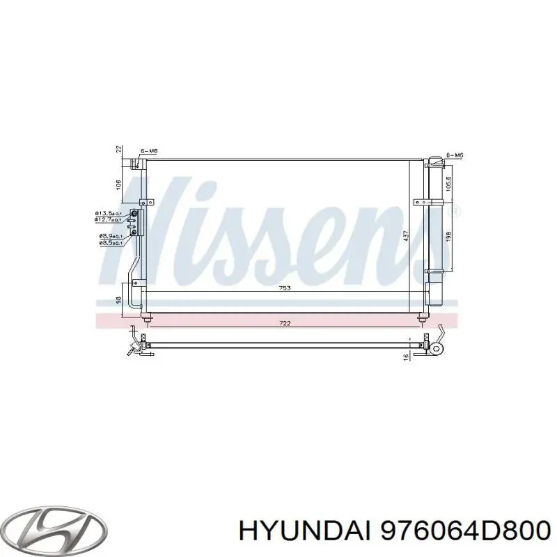 Радиатор кондиционера 976064D800 Hyundai/Kia