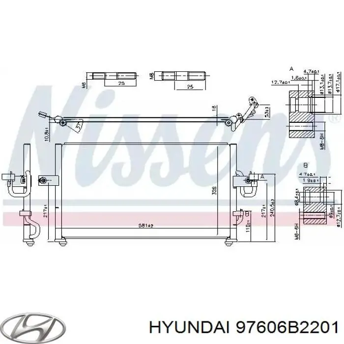Конденсатор кондиционера Hyundai/Kia 97606B2201 цена, от 119.89 USD