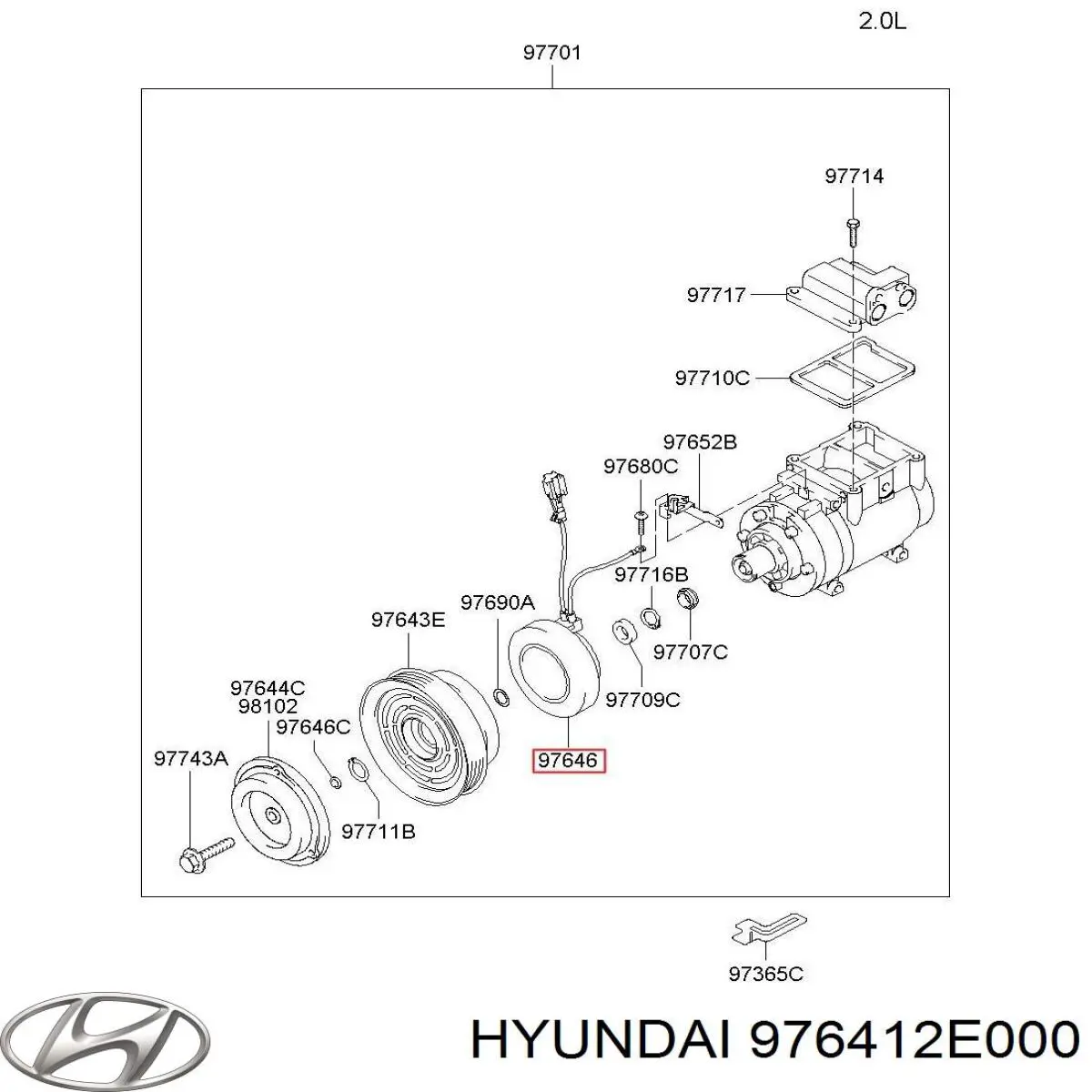 Acoplamento (bobina magnética) do compressor de aparelho de ar condicionado Hyundai/Kia 976412E000 preço, a partir de 75,96 USD