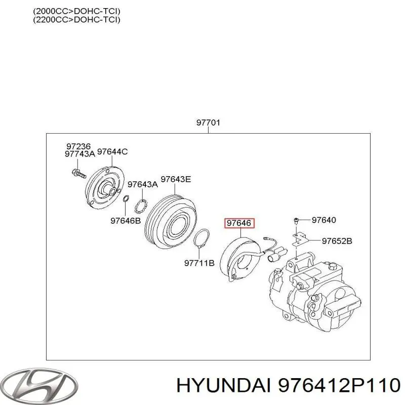976412P110 Hyundai/Kia муфта (магнитная катушка компрессора кондиционера)