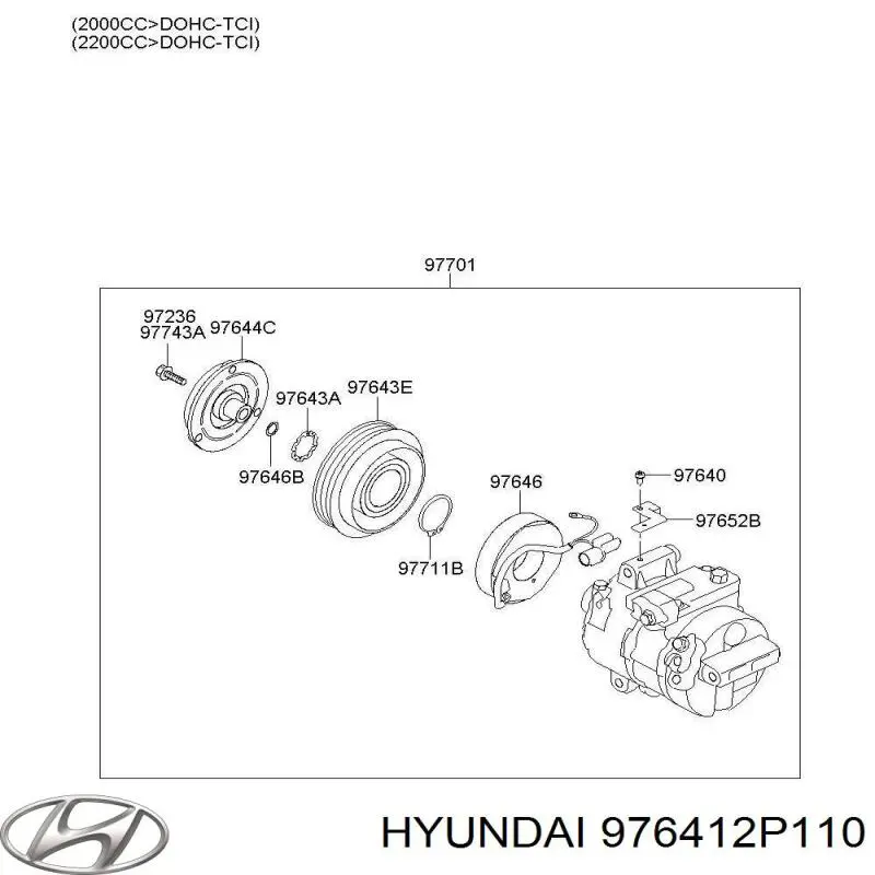Магнитная катушка компрессора кондиционера Hyundai/Kia 976412P110 цена, от 153.17 USD
