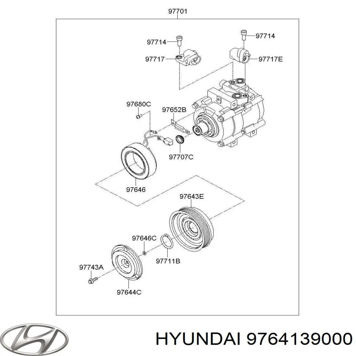 Муфта (магнитная катушка) компрессора кондиционера HYUNDAI 9764139000