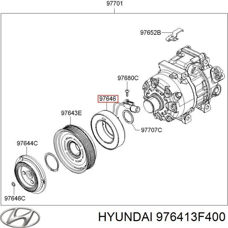 Привод компрессора системы отопления Hyundai/Kia 976412B700