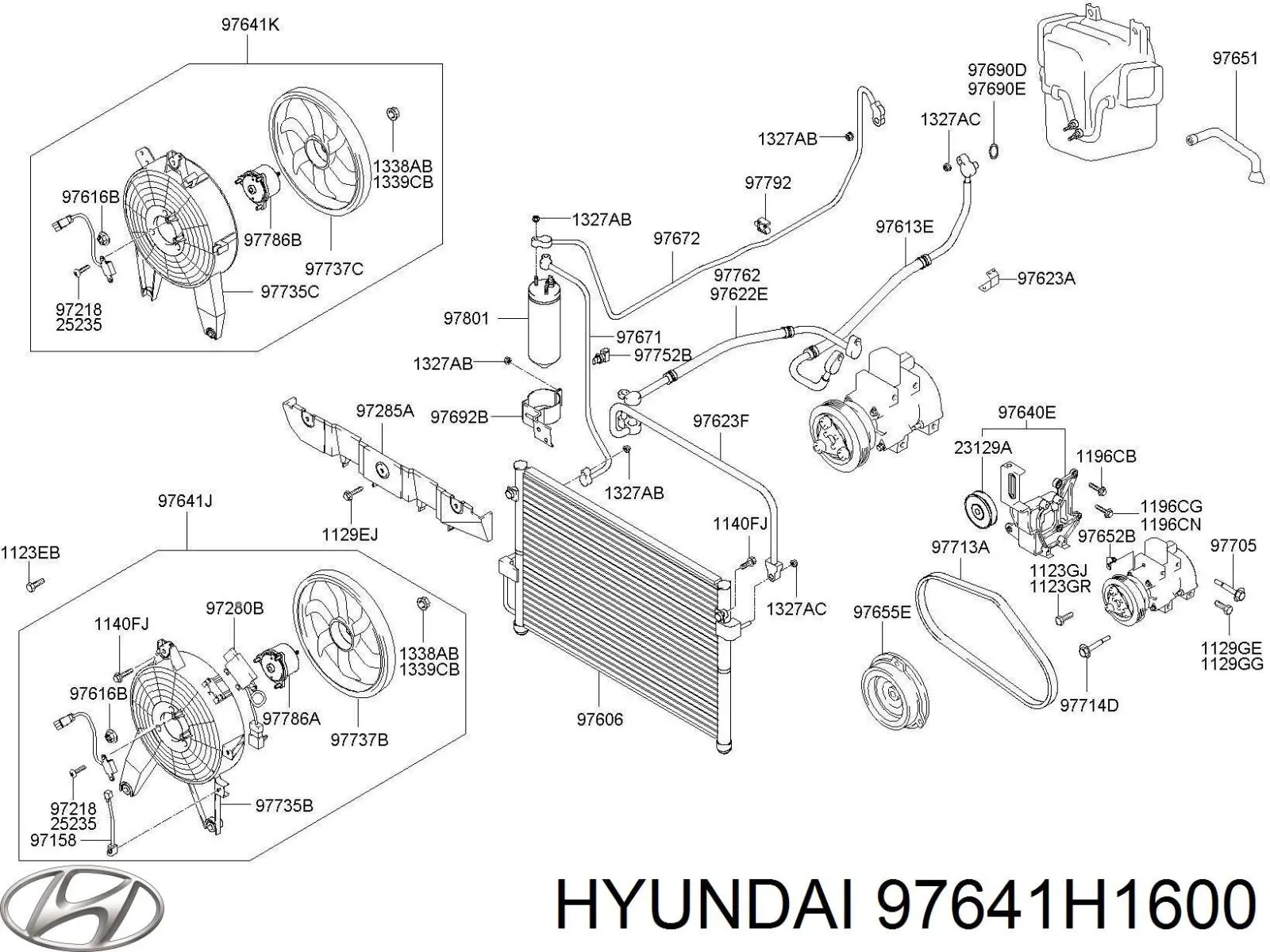 Диффузор радиатора кондиционера, в сборе с крыльчаткой и мотором Hyundai/Kia 97641H1600 цена, от 49.16 USD