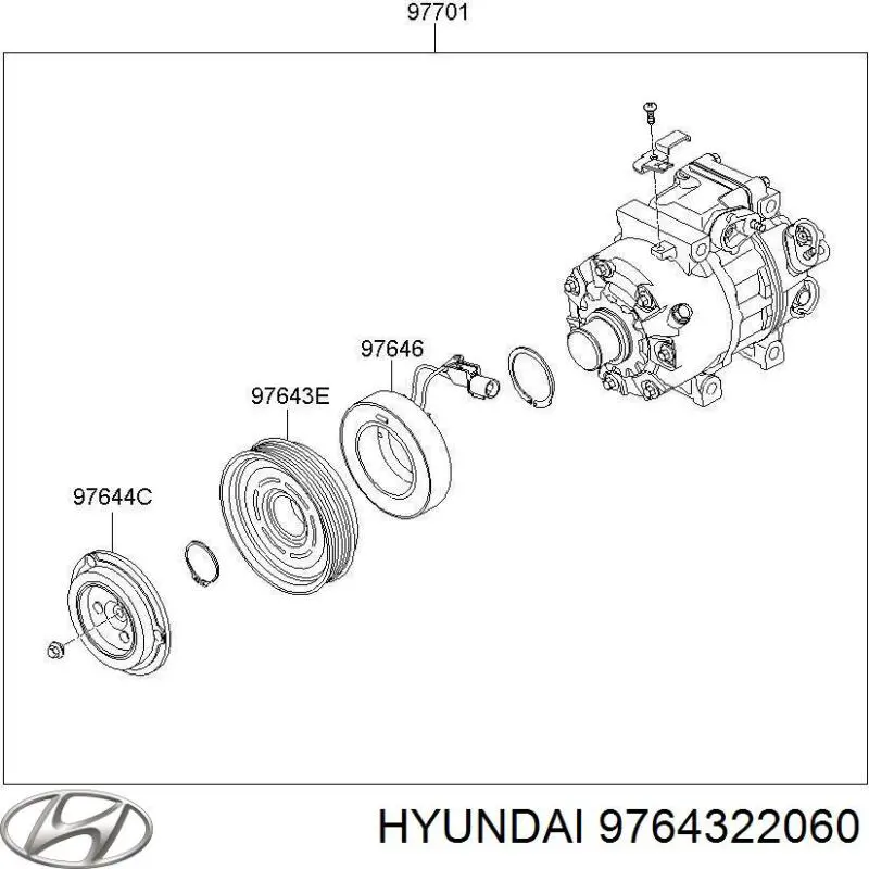 Шкив компрессора кондиционера 9764322060 Hyundai/Kia