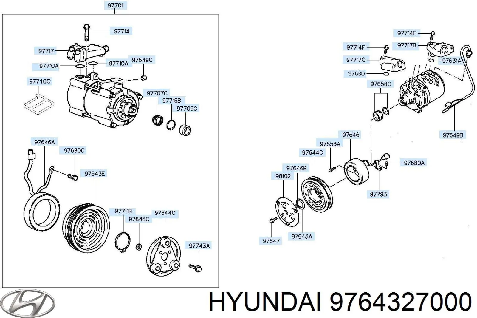 Купить 9764327000 Hyundai/Kia Шкив компрессора кондиционера