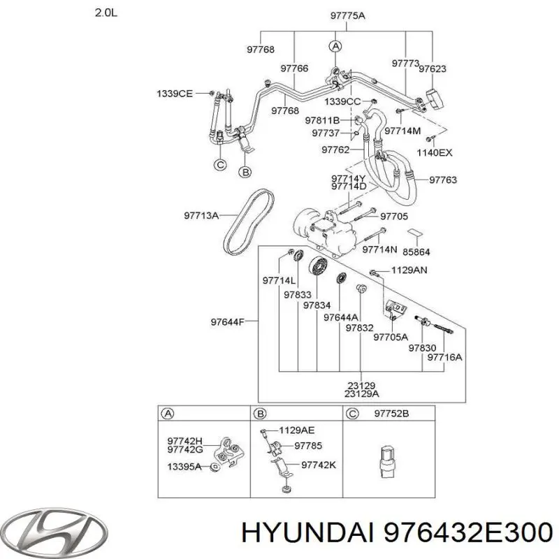 Шкив компрессора кондиционера 976432E300 Hyundai/Kia