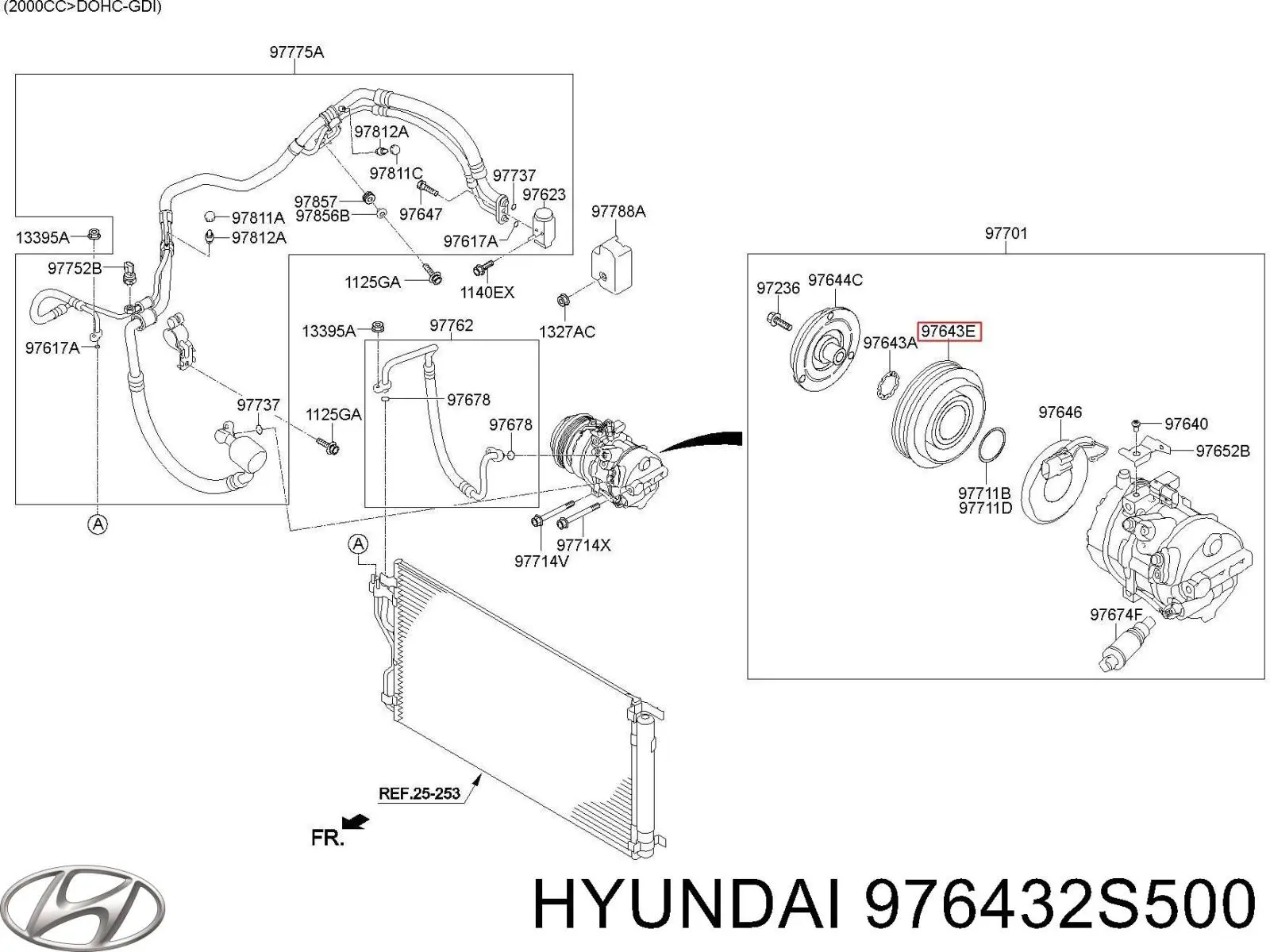 Шкив компрессора кондиционера Hyundai/Kia 976432S500