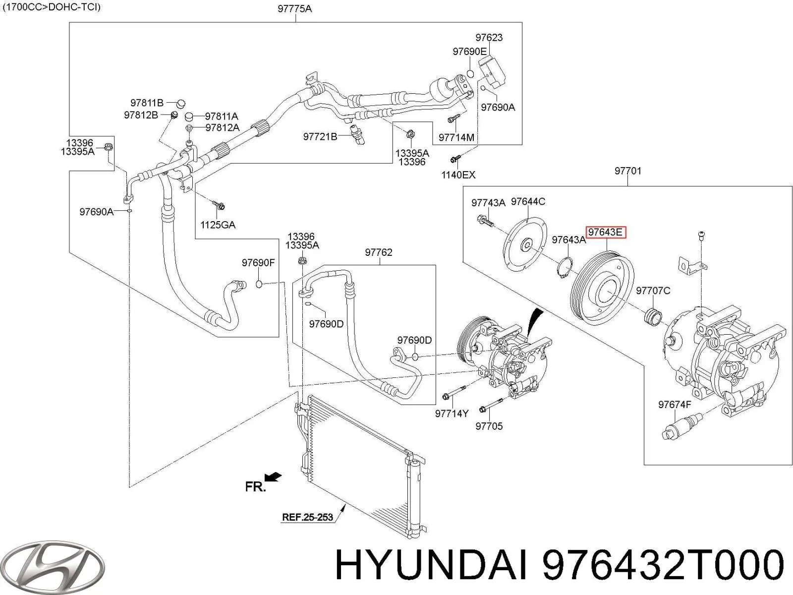 Шкив компрессора кондиционера Hyundai/Kia 976432T000 цена, от 69.68 USD