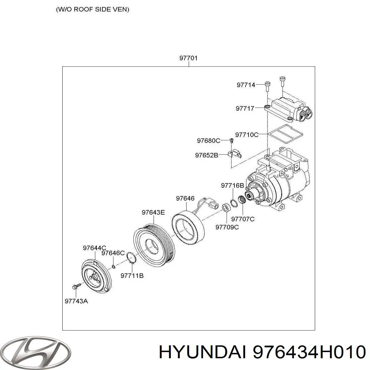 Шкив компрессора кондиционера 976434H010 Hyundai/Kia