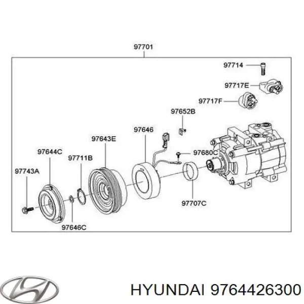 Муфта (магнитная катушка) компрессора кондиционера HYUNDAI 9764426300