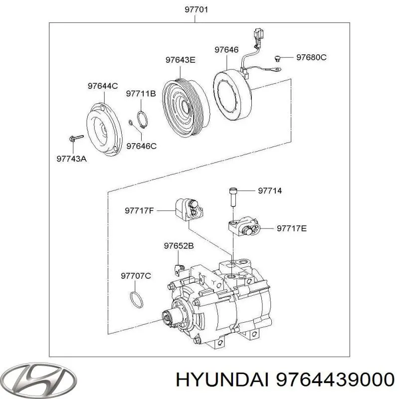 9764439000 Hyundai/Kia шкив компрессора кондиционера
