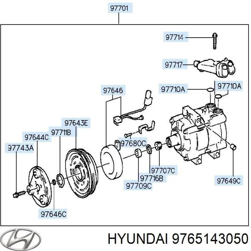 Компрессор кондиционера 9765143050 Hyundai/Kia