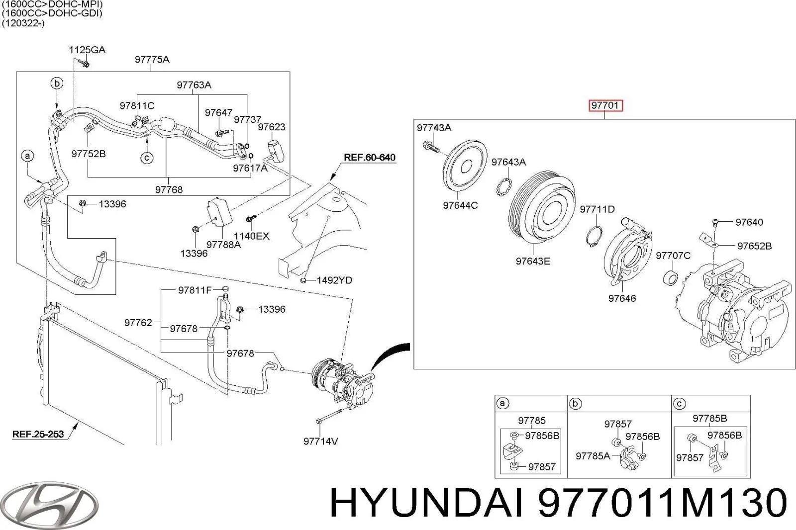 Компрессор кондиционера 977011M130 Hyundai/Kia