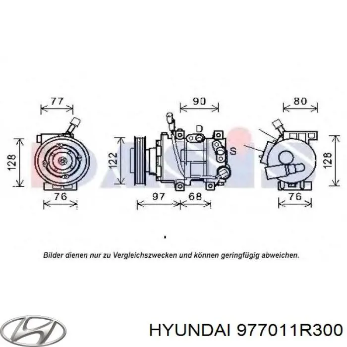 Компрессор системы кондиционирования Hyundai/Kia 977011R300 цена, от 325.76 USD