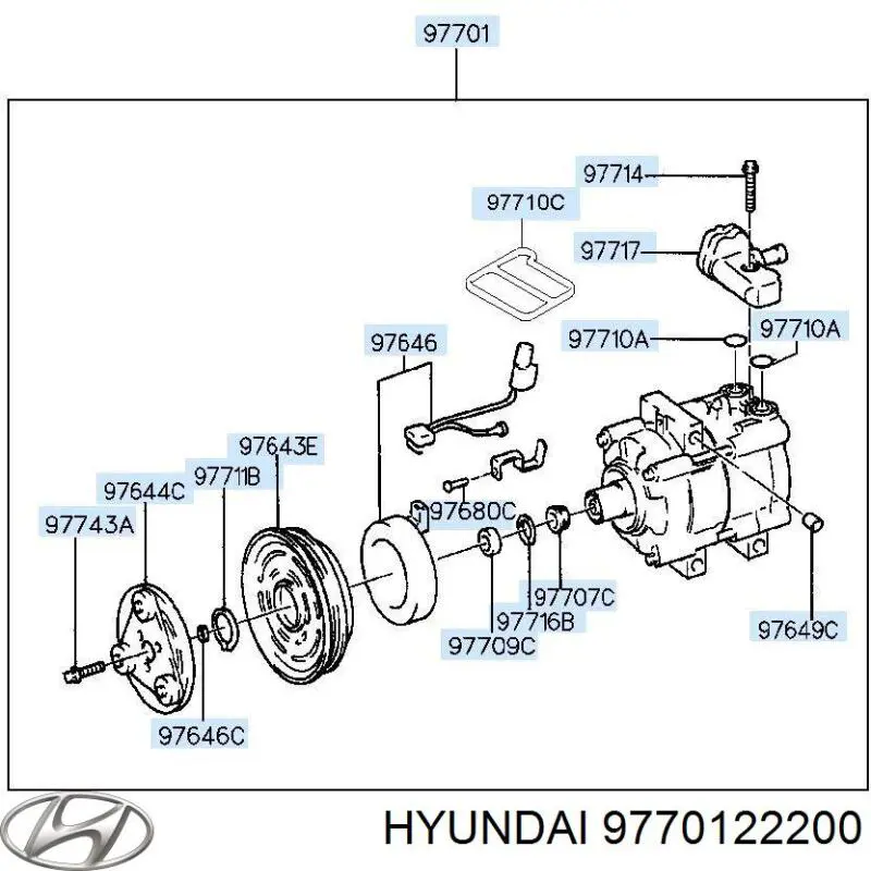 9770122200 Hyundai/Kia компрессор кондиционера