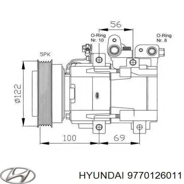 Компрессор кондиционера 9770126011 Hyundai/Kia