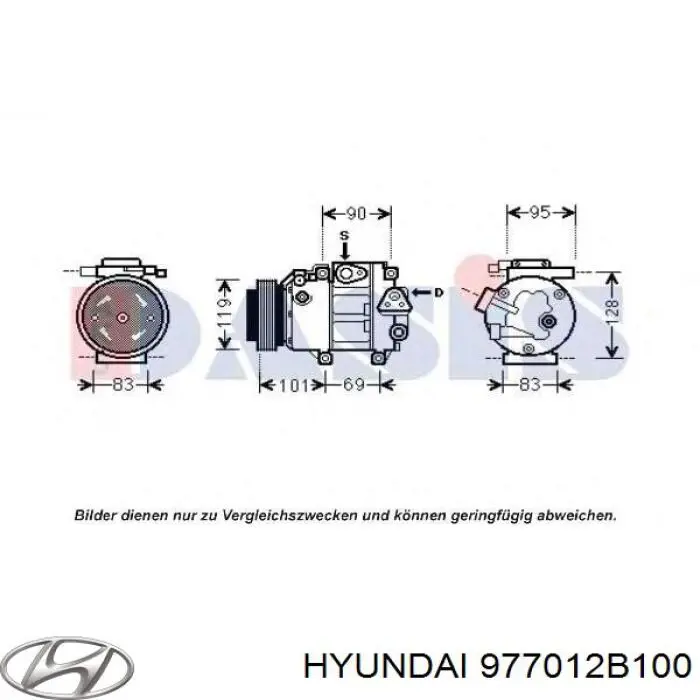 Компрессор системы кондиционирования Hyundai/Kia 977012B100 цена, от 262.74 USD