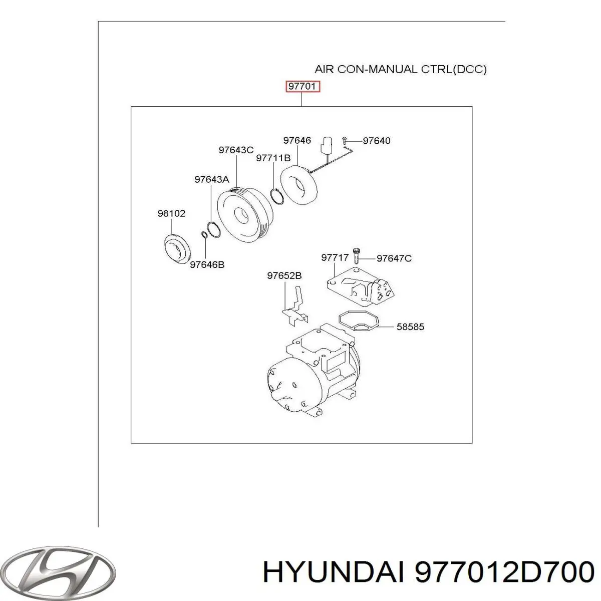 977012D700 Hyundai/Kia Compressor de aparelho de ar condicionado