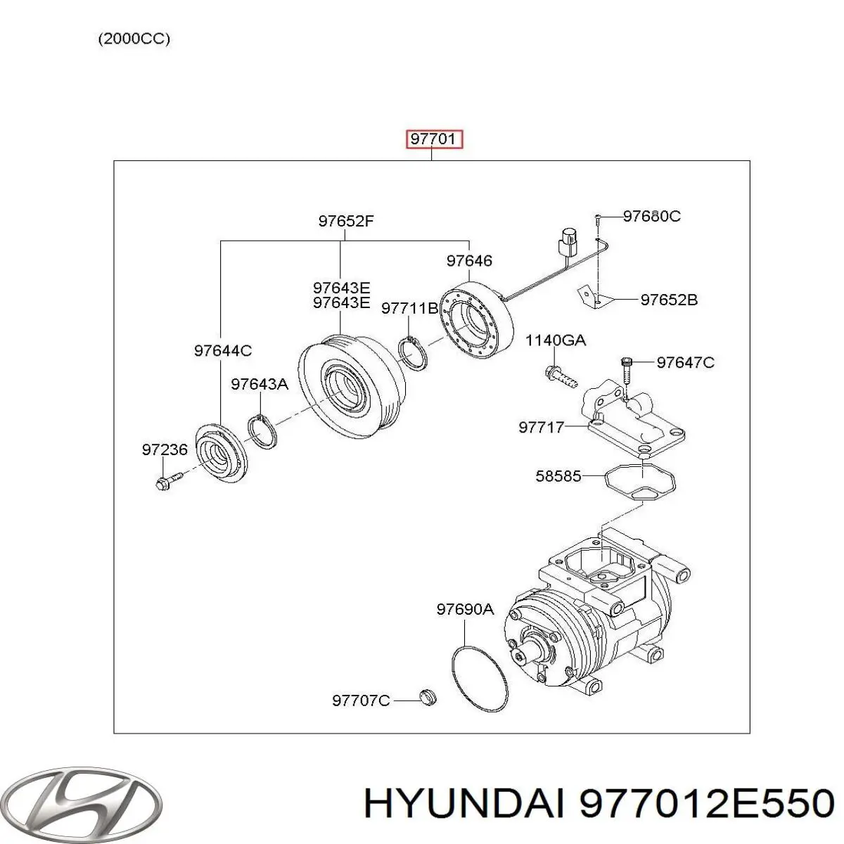 Купить 977012E550 Hyundai/Kia Компрессор климатической установки