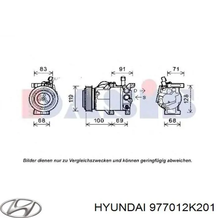 Компрессор кондиционера 977012K201 Hyundai/Kia