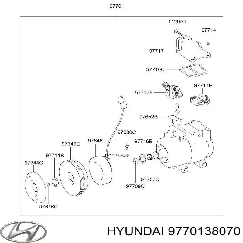 Компрессор кондиционера 9770138070 Hyundai/Kia