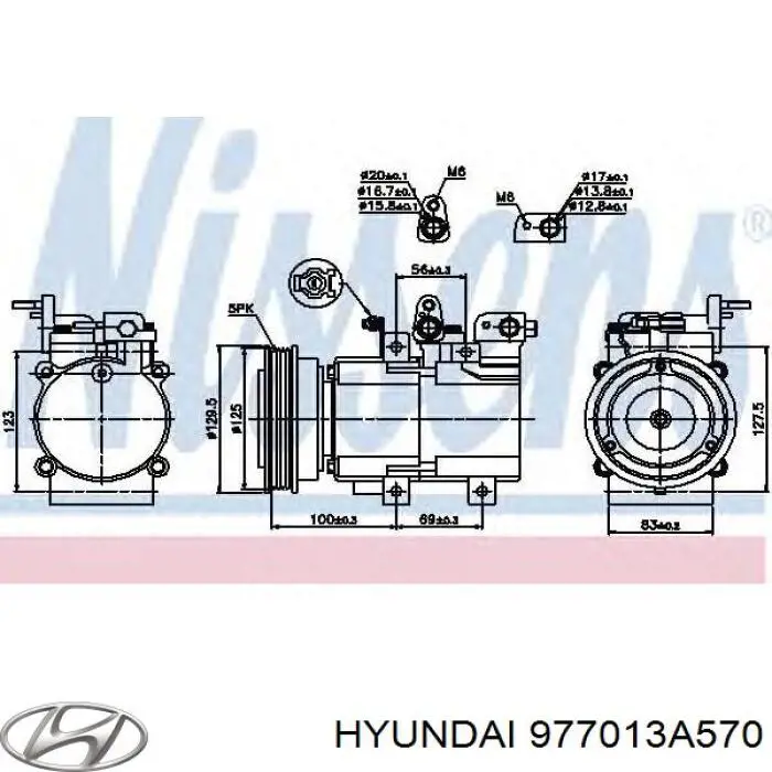 Компрессор кондиционера 977013A570 Hyundai/Kia