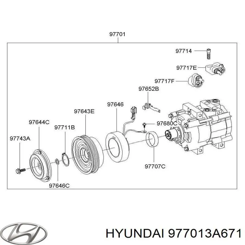 977013A671 Hyundai/Kia компрессор кондиционера