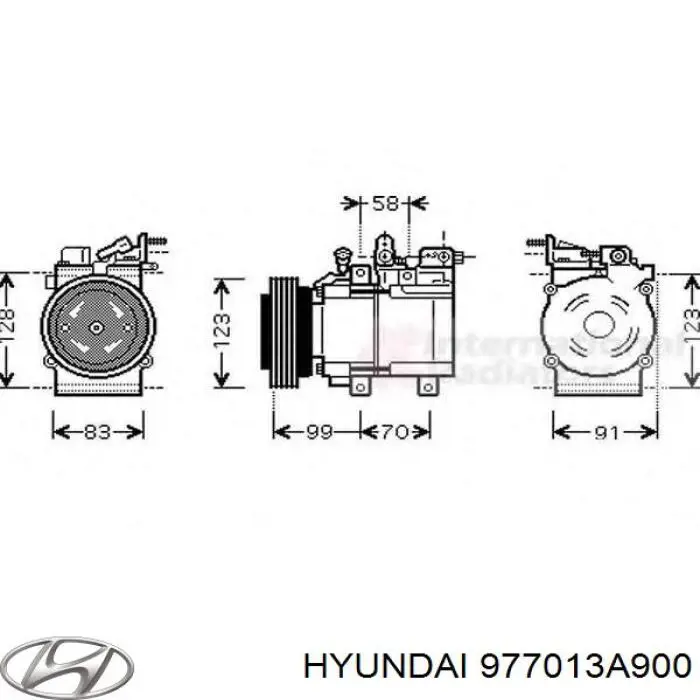 Компрессор системы кондиционирования Hyundai/Kia 977013A900 цена, от 440.93 USD