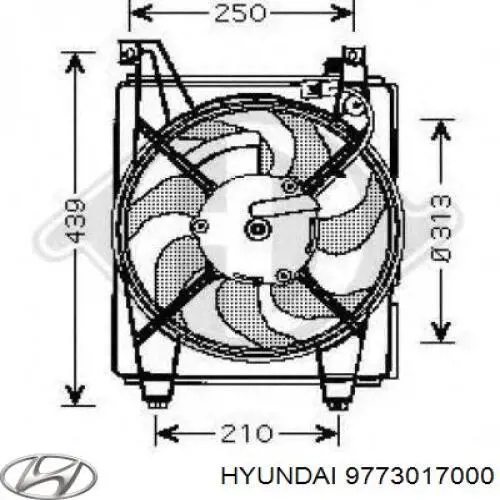 Купить 9773017000 Hyundai/Kia Диффузор радиатора кондиционера, в сборе с крыльчаткой и мотором