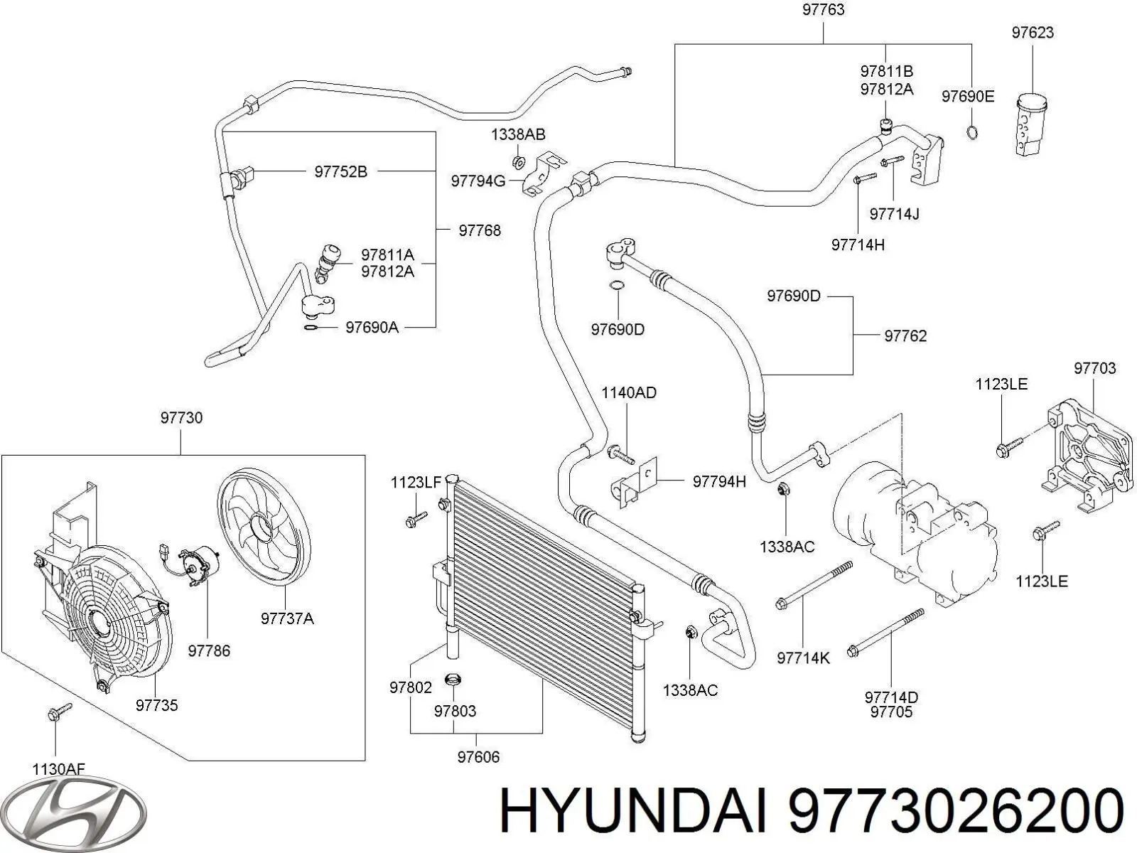 9773026200 Hyundai/Kia диффузор радиатора кондиционера, в сборе с крыльчаткой и мотором