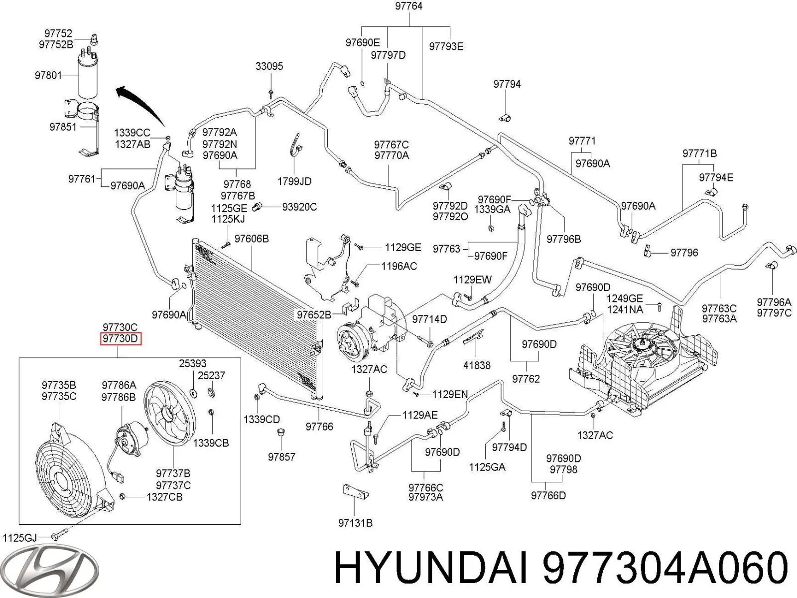 Электровентилятор кондиционера в сборе (мотор+крыльчатка) Hyundai/Kia 977304A050 цена, от 17.12 USD