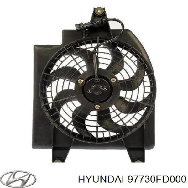 97730FD000 Hyundai/Kia электровентилятор кондиционера в сборе (мотор+крыльчатка)