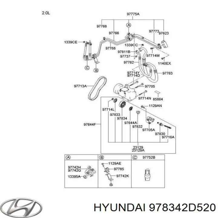 978342D520 Hyundai/Kia Rolo de reguladora de tensão da correia de transmissão