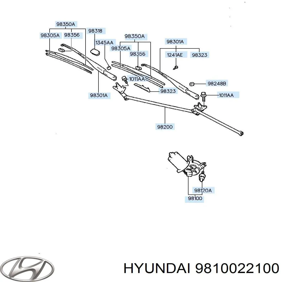 9810029000AT Hyundai/Kia мотор стеклоочистителя лобового стекла