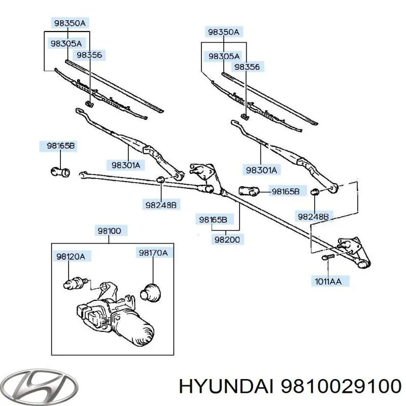  Мотор дворников Hyundai Lantra 2