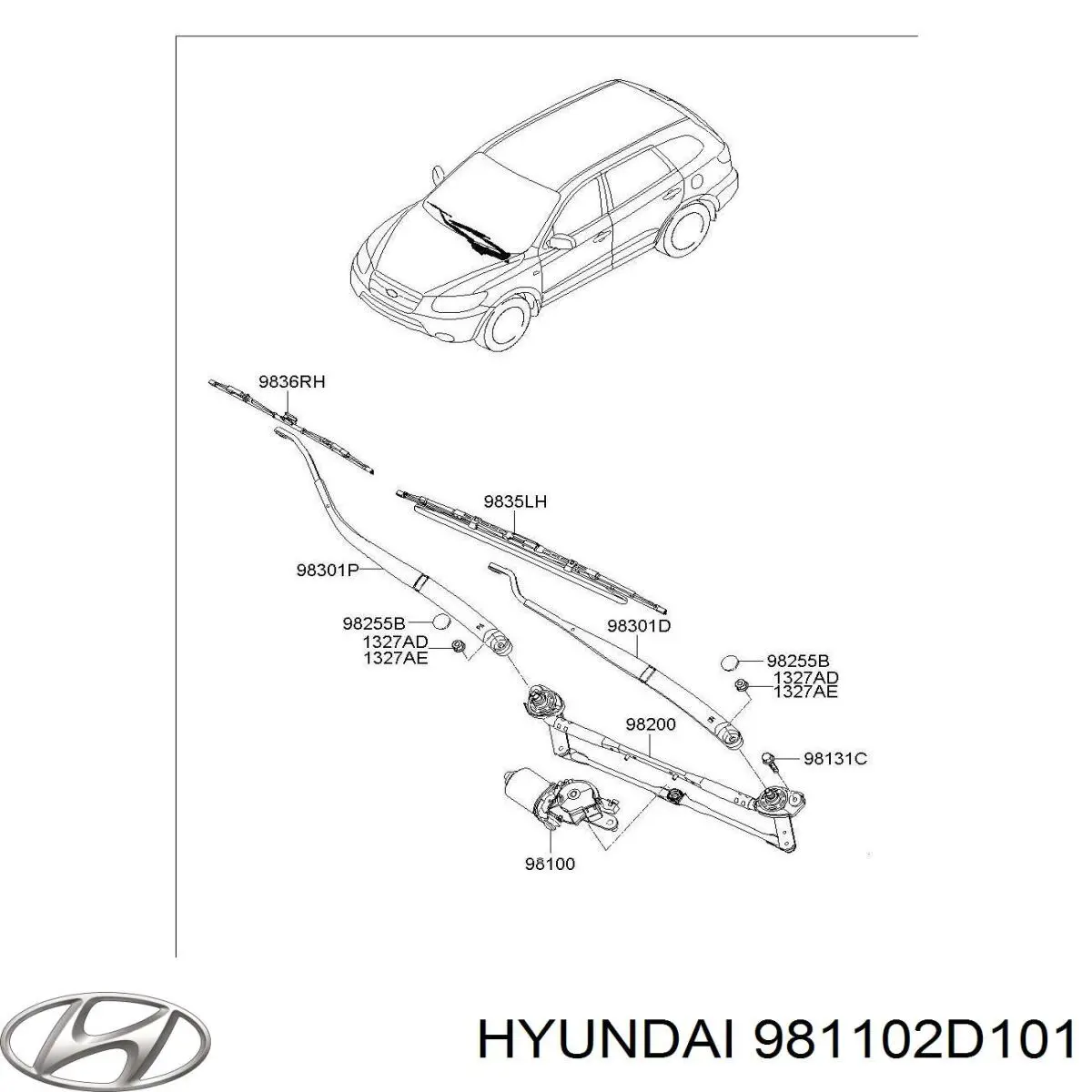 Мотор стеклоочистителя лобового стекла на Hyundai Elantra XD
