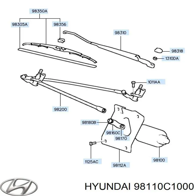 Купить 98110C1000 Hyundai/Kia Мотор стеклоочестителя