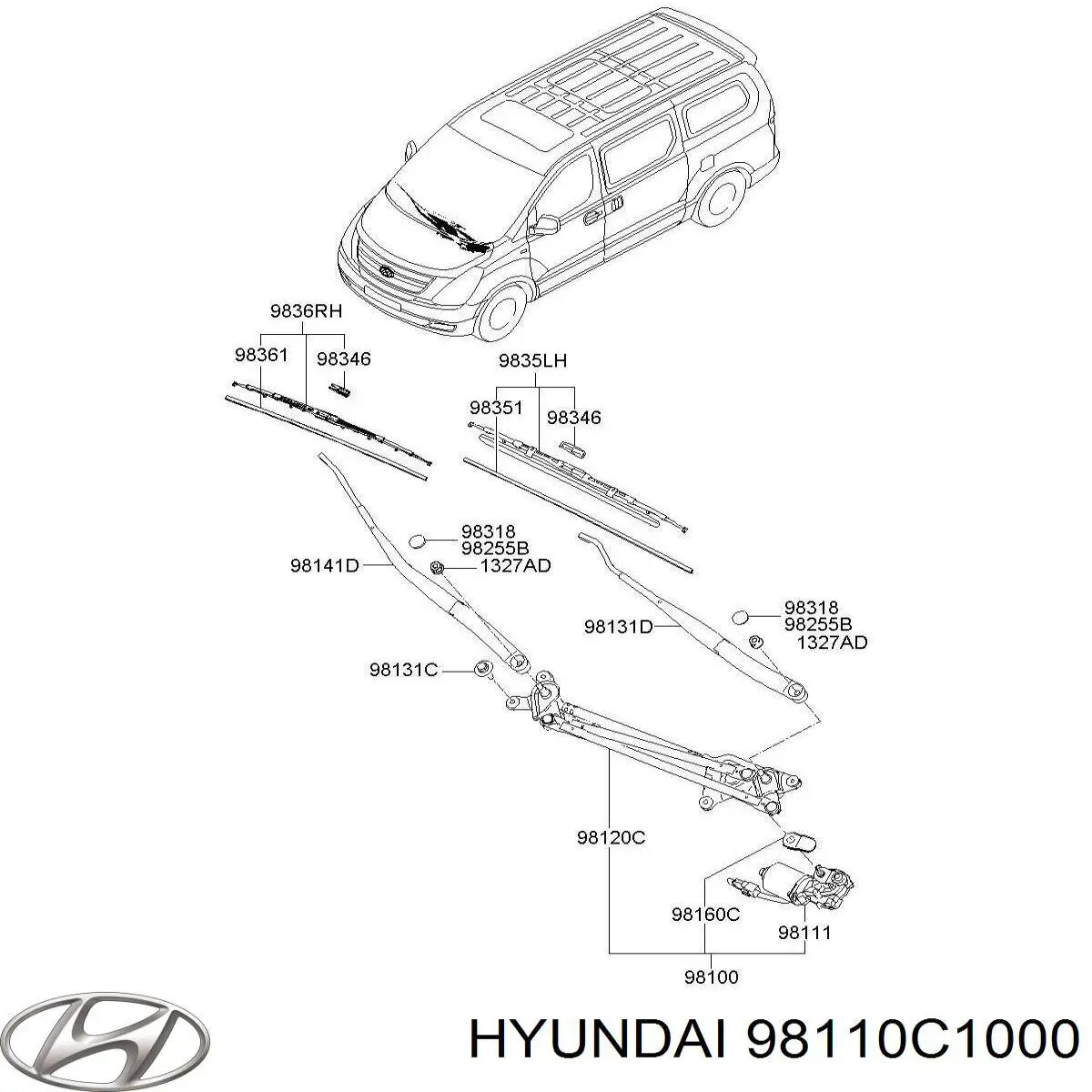 Мотор трапеции стеклоочистителя Hyundai/Kia 98110C1000 цена, от 125.43 USD