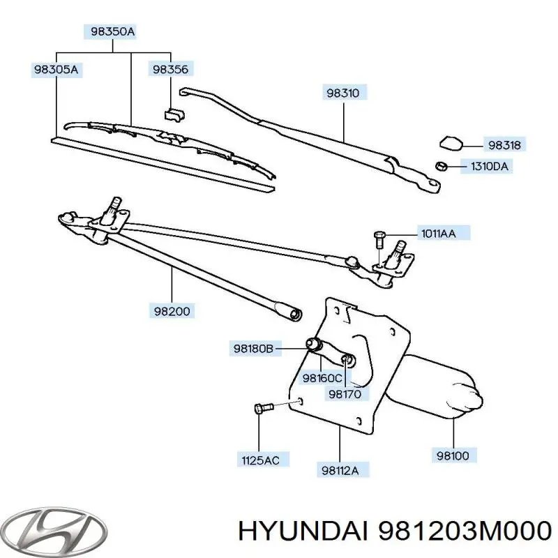 Трапеция щеток лобового стекла Hyundai/Kia 981203M000 цена, от 119.81 USD