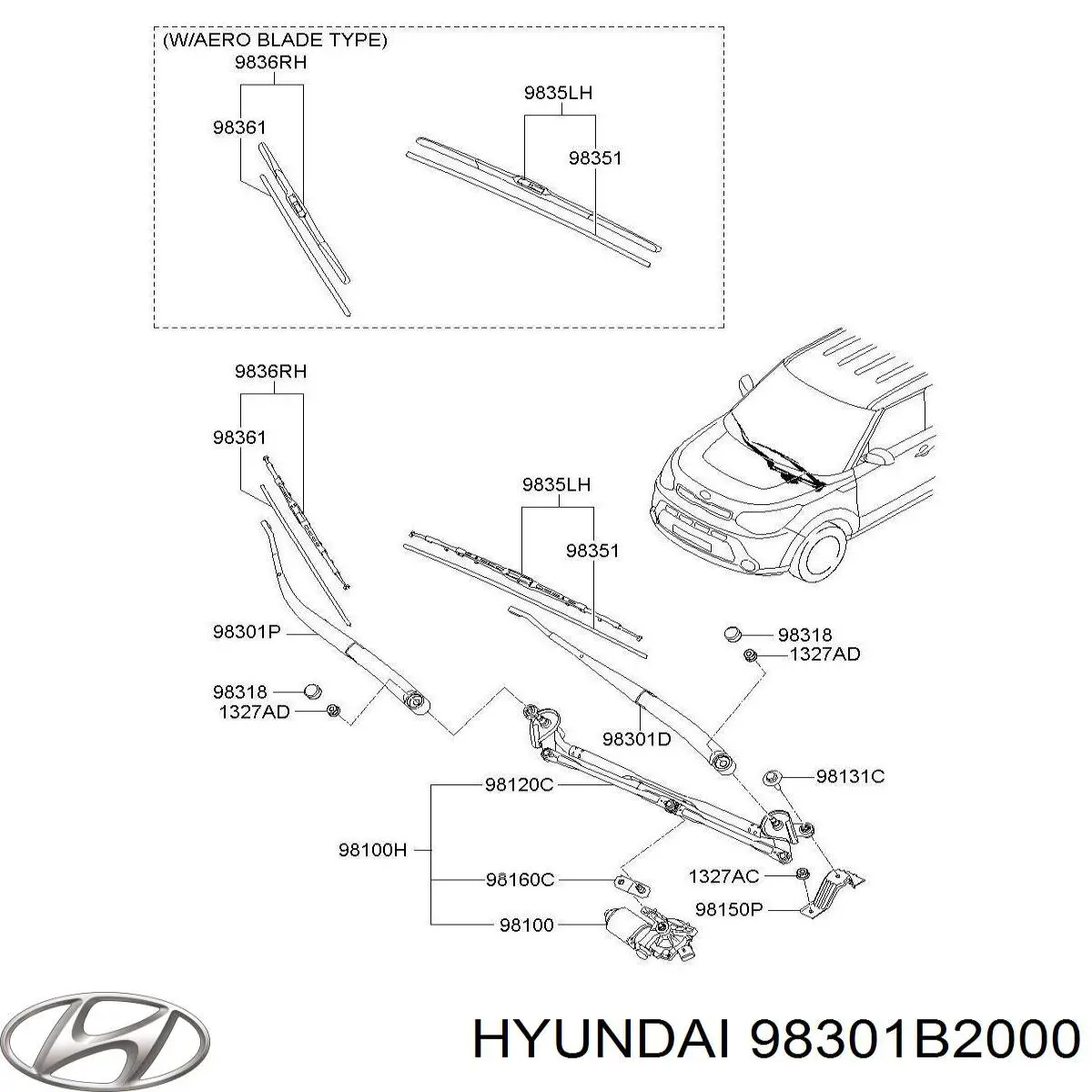 98301B2000 Hyundai/Kia Поводок дворника