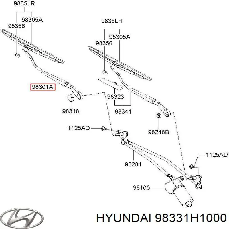 Braço de limpa-pára-brisas do pára-brisas para Hyundai Terracan (HP)