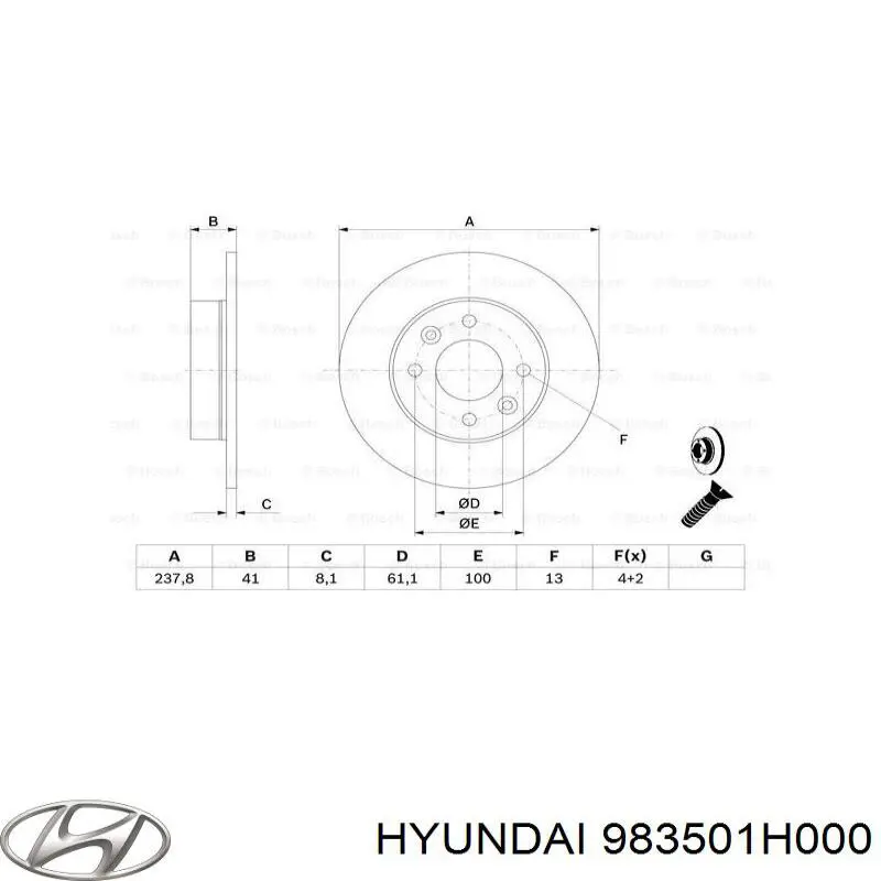 Щетка-дворник лобового стекла водительская 983501H000 Hyundai/Kia