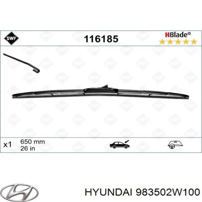 Limpiaparabrisas de luna delantera conductor 983502W100 Hyundai/Kia