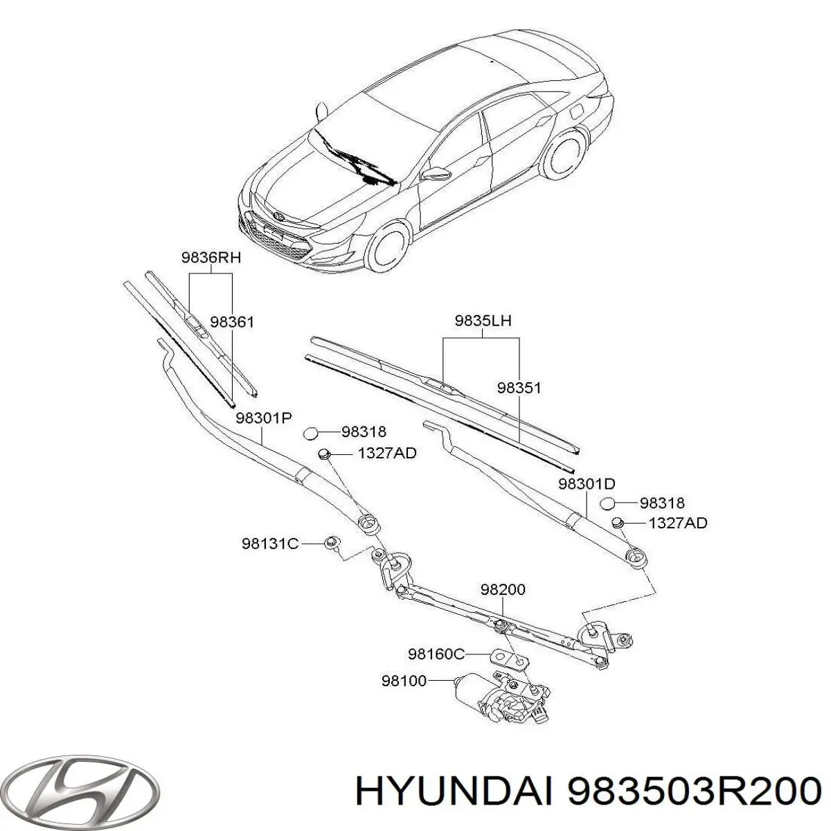 Щетка-дворник лобового стекла водительская 983503R200 Hyundai/Kia