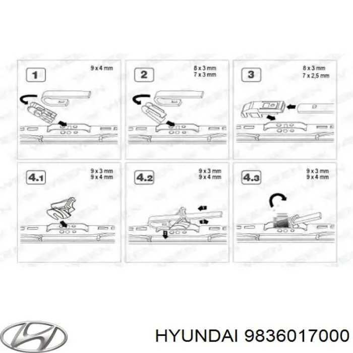 Щетка-дворник лобового стекла пассажирская 9836017000 Hyundai/Kia