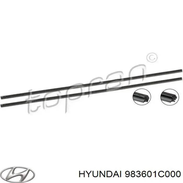 Щетка-дворник лобового стекла пассажирская Hyundai/Kia 983601C000
